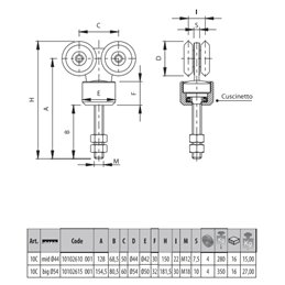 Rotating trolley for sliding gates COMUNELLO art.4R MEDIUM