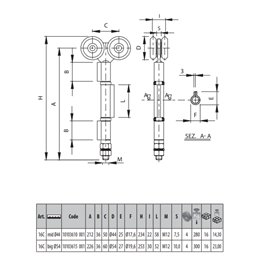 Sliding gate trolley 3-wing hinge COMUNELLO art. 16C FC MEDIUM