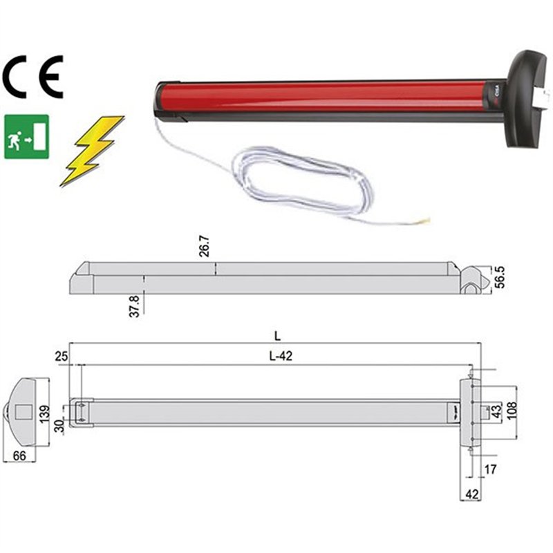 Cisa 59851.10 e-FAST panic exit device Motorized L 1200