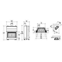 Caminetto a legna Montegrappa LIGHT 02 N-E 101x55 13/16 kW
