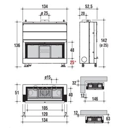 Montegrappa LIGHT 06 134x48 15 kW wood-burning fireplace