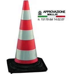 Cono segnaletico stradale classe II bianco/rosso diurno/notturno h 50 cm