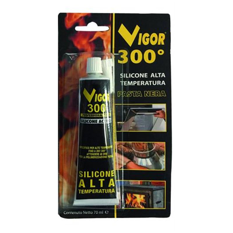 Silicone VIGOR HT‑300 Nero – Alte temperature 300 °C – Tubetto 70ml.
