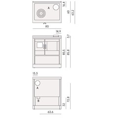 Cucina a legna da incasso Cadel Kook 80S 7,5 kW con forno inox