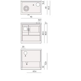 Cucina a legna da incasso Cadel Kook 90 7,5 kW con grande forno