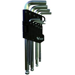 Set of hexagonal male allen wrenches 9 pcs 1.5-10