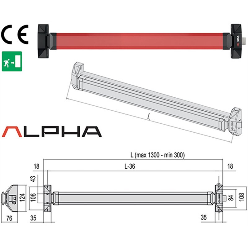 Maniglione antipanico CISA Alpha Touch Art. 5M801