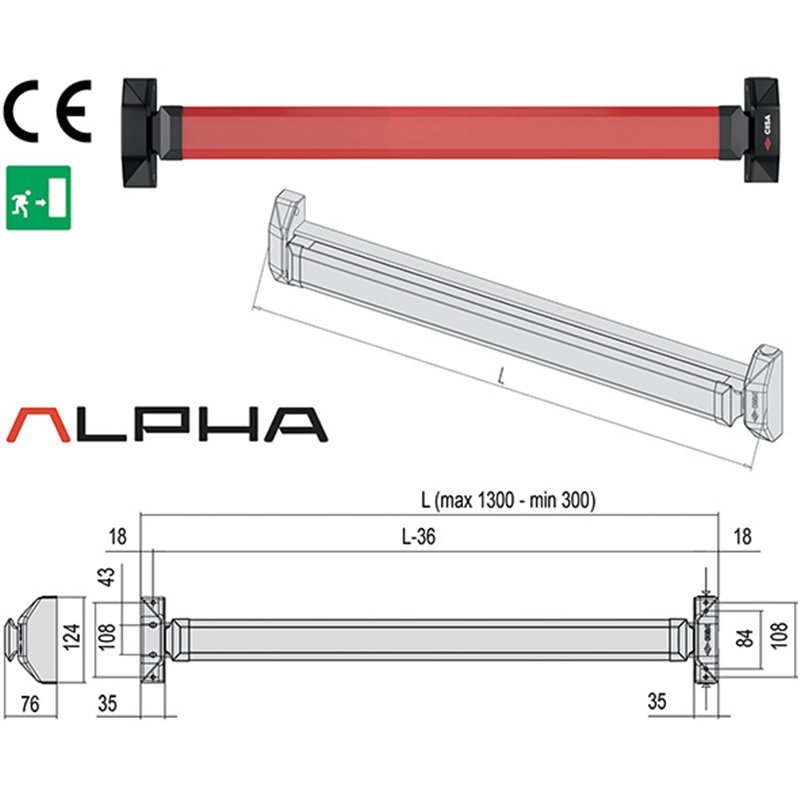 Maniglione antipanico CISA Alpha Touch Art. 5M816