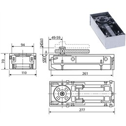Floor door closer DC477 (Ex MAB 7700) 105°