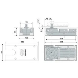 Floor spring door closer MAB 7110 105°