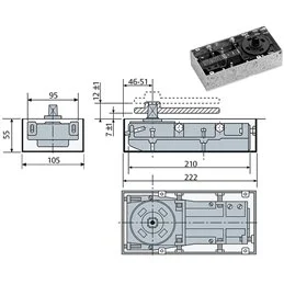 Floor spring door closer MAB 7110 105°
