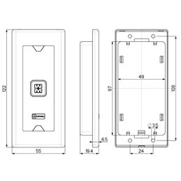 Mottura 99 BTAG tag reader lock control, flush-mounted version