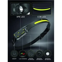 Torcia frontale VIGOR TRAIL-USB LED 350 lm ricaricabile