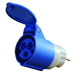 Adattatore CEE 2P+T 16A 250V con attacco Schuko 16A