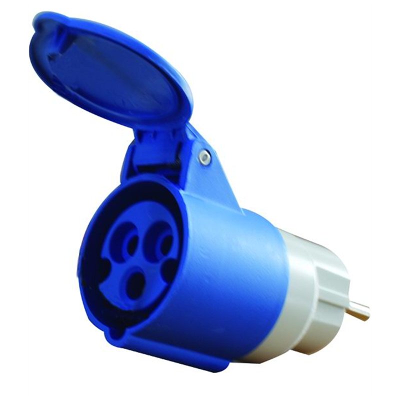 CEE Adapter 2P+T 16A 250V with Schuko 16A socket