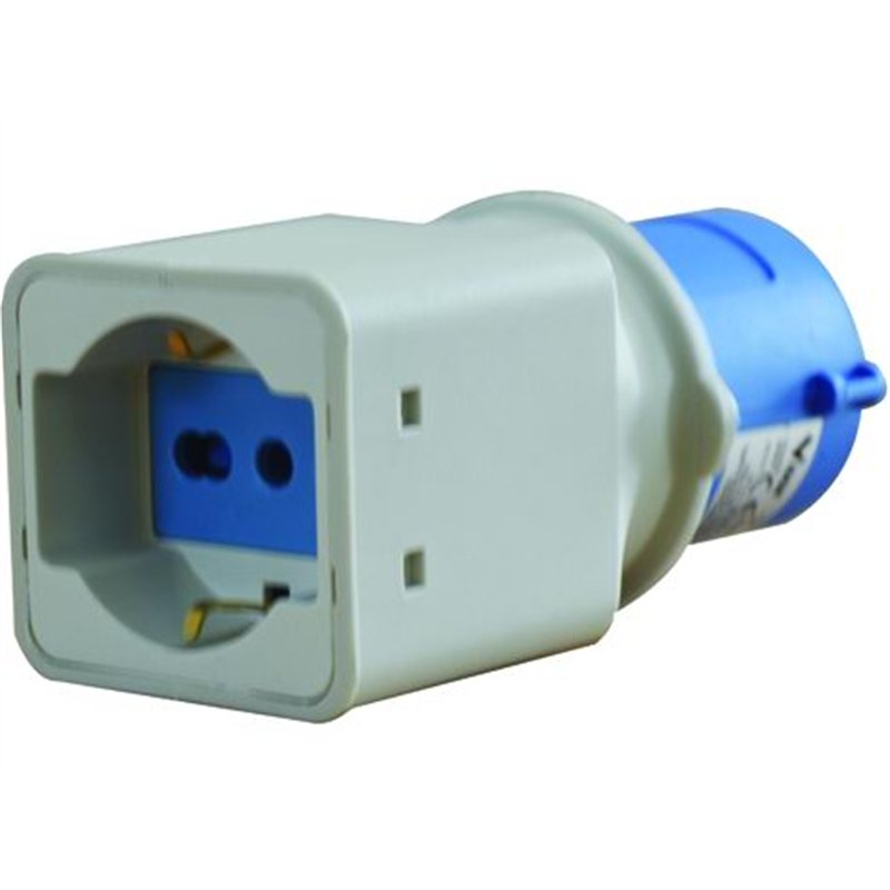 Adattatore bipasso 2P+T 16A 250V con attacco CEE 16A