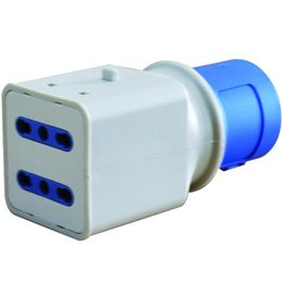 Double Bipasso Adapter 2P+T 16A 250V with CEE 16A plug