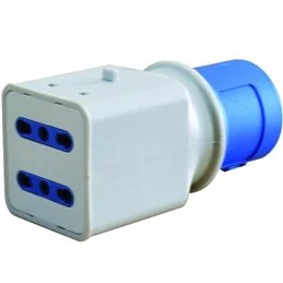 Double Bipasso Adapter 2P+T 16A 250V with CEE 16A plug