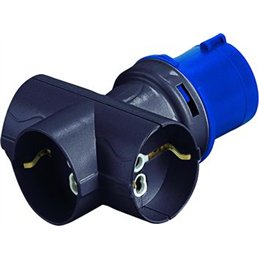 Triple Schuko Adapter 2P+T 16A 250V with CEE 16A plug