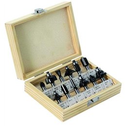VIGOR Shaped Router Bits Set – 12 pcs – 8 mm Shank – Wooden Case