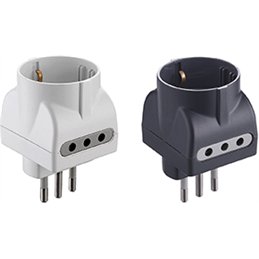 Adattatore triplo 10 A + Schuko Electraline attacco 2P+T 10A 250V