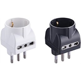 Adattatore triplo bipasso+Schuko attacco 2P+T 16A 250V