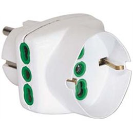 Adattatore triplo bipasso+Schuko attacco Schuko 16A 250V FME