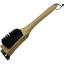  Sandrigarden wooden‑handle BBQ brush with scraper 38 cm – 78937‑25
