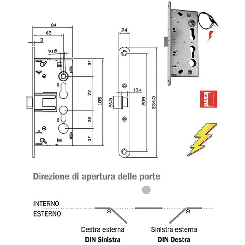 Elettroserratura infilare per TAGLIAFUOCO ISEO 216930654.5