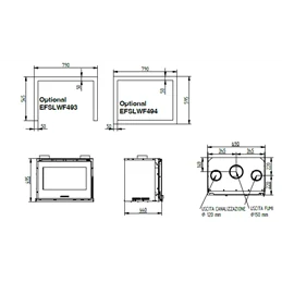 Inserto a Legna Moretti Design SLOT WOOD FLAT 49 – 5 Stelle
