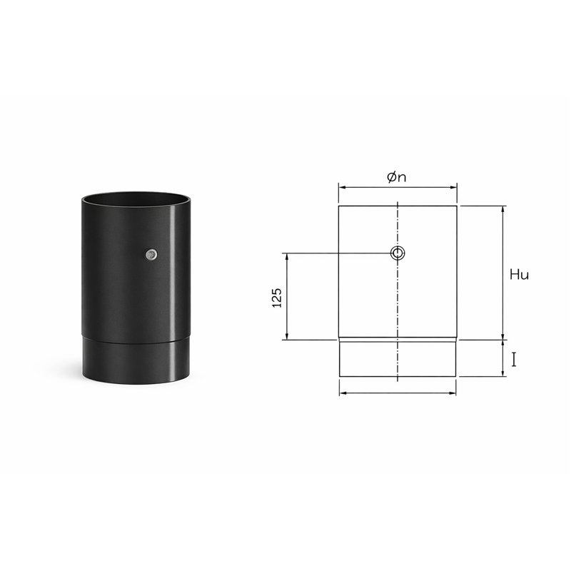 Elemento per inserimento sonda fumi DWPF in acciaio smaltato nero – DESIGN WOOD
