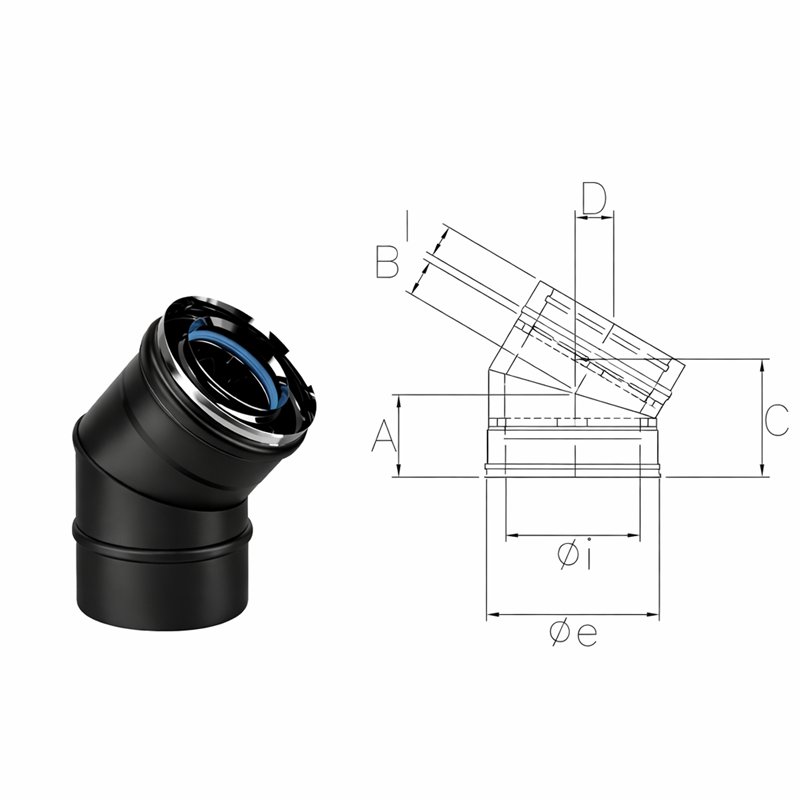 30 ° Bend CXC4 COAXIAL Inox Coaxial flue