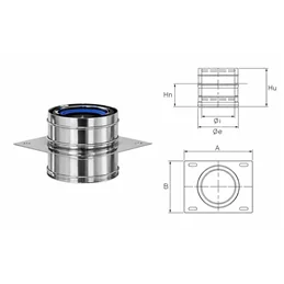 Intermediate plate with supports CXPS CXTA COAXIAL Inox Coaxial flue