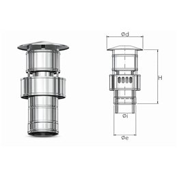 Terminale anti intemperie CXTV COAXIAL Inox Canna fumaria coassiale