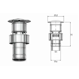 Terminale anti intemperie CXTV COAXIAL Inox Canna fumaria coassiale