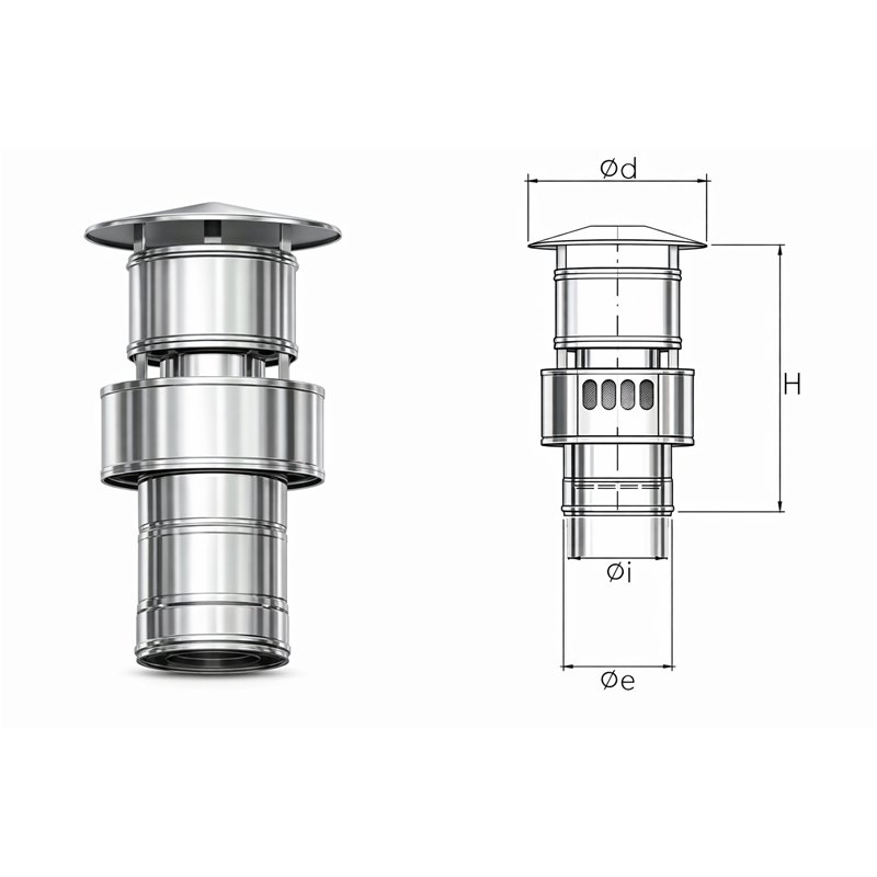 Terminale anti intemperie CXTV COAXIAL Inox Canna fumaria coassiale