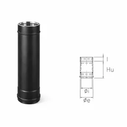 0.5 meter pipe N1T5 ISO10 MATT BLACK Double wall flue