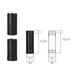 Tubo telescopico N1ET ISO10 NERO OPACO Canna fumaria doppia parete