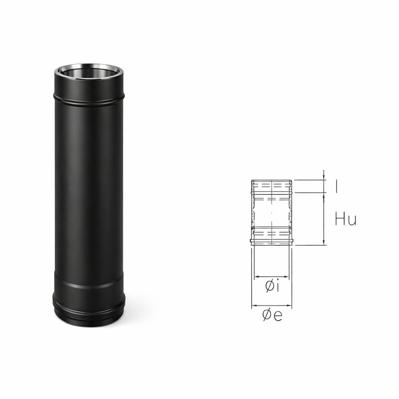 0.25 meter pipe N1T2 ISO10 MATT BLACK Double wall flue