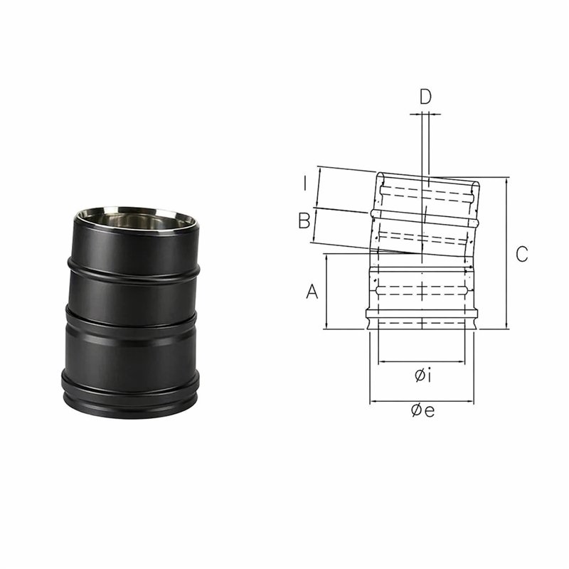 Curva a 5° N1C05 ISO10 NERO OPACO Canna fumaria doppia parete