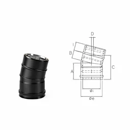 15° bend N1C15 ISO10 MATT BLACK Double wall flue