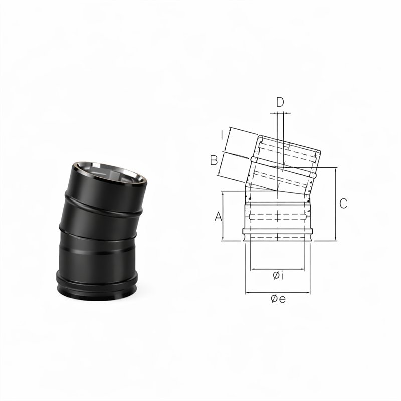 15° bend N1C15 ISO10 MATT BLACK Double wall flue