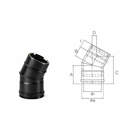 Curva a 30° N1C3 ISO10 NERO OPACO Canna fumaria doppia parete