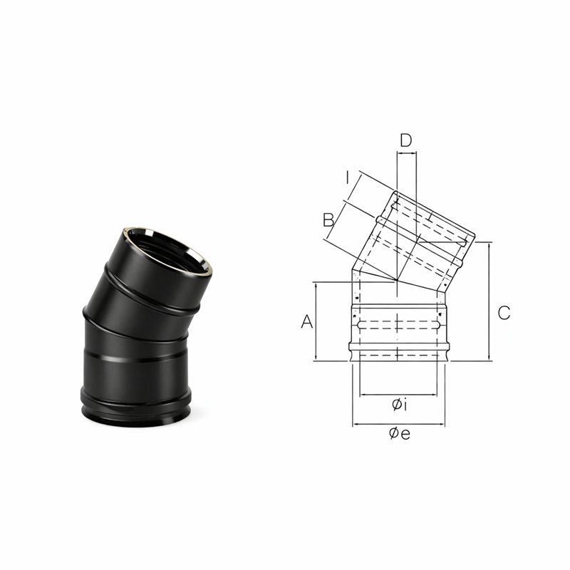 30° bend N1C3 ISO10 MATT BLACK Double wall flue