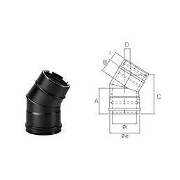 Curva a 45° K1C4 ISO10 NERO OPACO Canna fumaria doppia parete