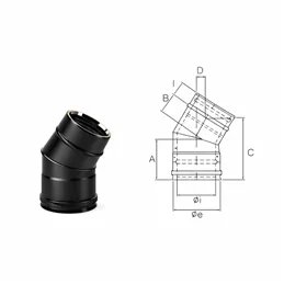 Curva a 45° K1C4 ISO10 NERO OPACO Canna fumaria doppia parete