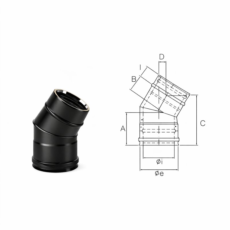 45° bend K1C4 ISO10 MATT BLACK Double wall flue