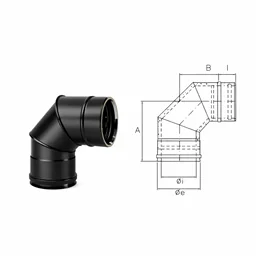 90° bend N1C9 ISO10 MATT BLACK Double wall flue