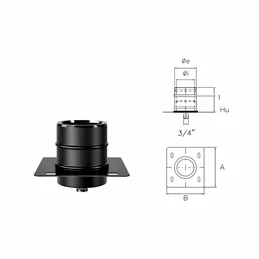 Base plate with condensate drain N1PPC ISO10 MATT BLACK Double wall flue