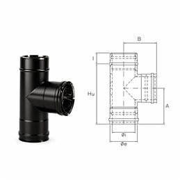 90° Tee N1T9 ISO10 MATT BLACK Double wall flue